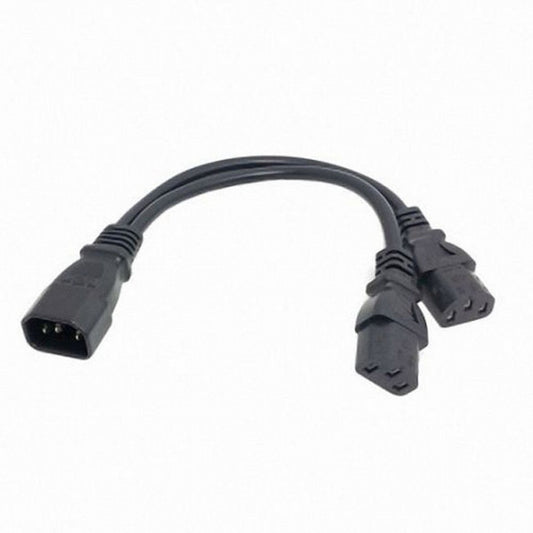 CY Single C14 to Dual C13 5-13R Short Power Y Type Splitter Adapter Cable Cord PW-037