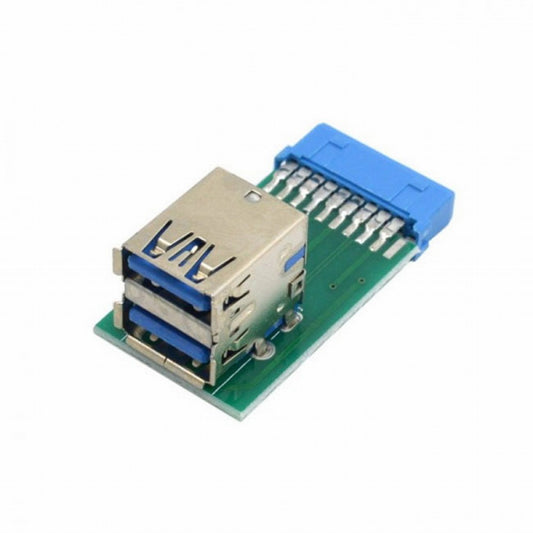 CY Vertical Dual USB 3.0 A Type Female to Motherboard 20 Pin Box Header Slot Adapter PCBA U3-080