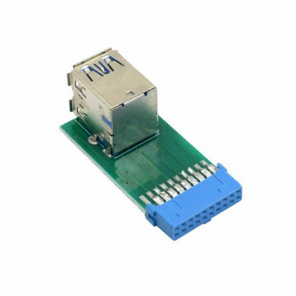 CY Vertical Dual USB 3.0 A Type Female to Motherboard 20 Pin Box Header Slot Adapter PCBA U3-080