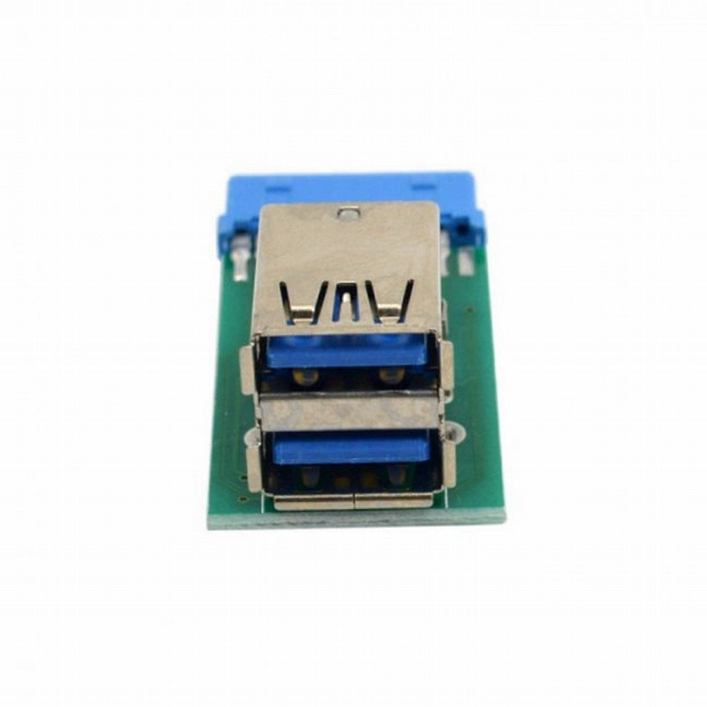 CY Vertical Dual USB 3.0 A Type Female to Motherboard 20 Pin Box Header Slot Adapter PCBA U3-080