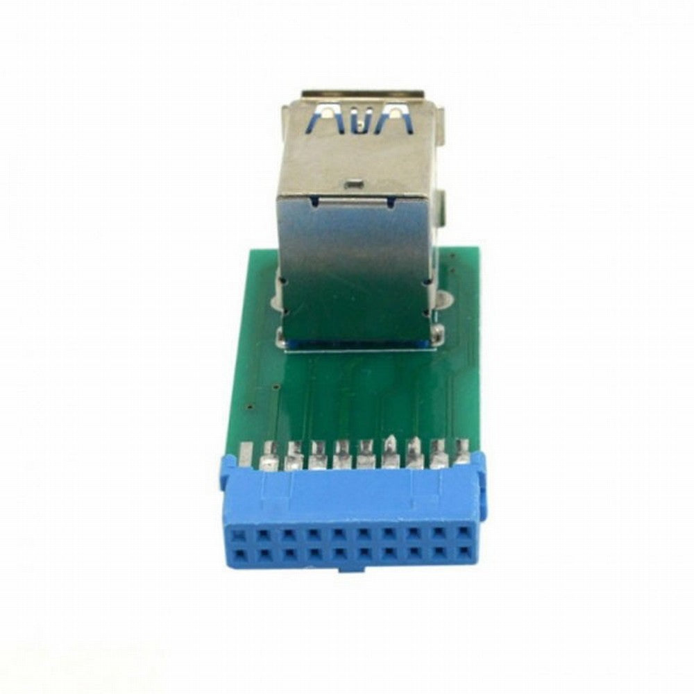 CY Vertical Dual USB 3.0 A Type Female to Motherboard 20 Pin Box Header Slot Adapter PCBA U3-080