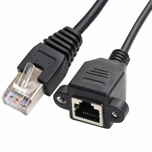 CY 30cm 8P8C FTP STP UTP Cat 5e Male to Female Lan Ethernet Network Extension Cable with Panel Mount Holes UT-011-BK