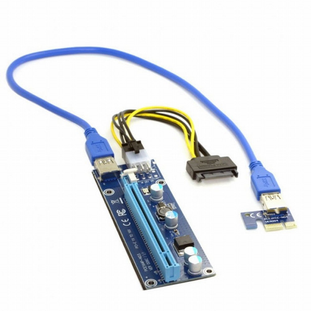 CY PCI-E 1x to 16x Mining Machine Enhanced Extender Riser Adapter with USB 3.0 6Pin Power Cable EP-037