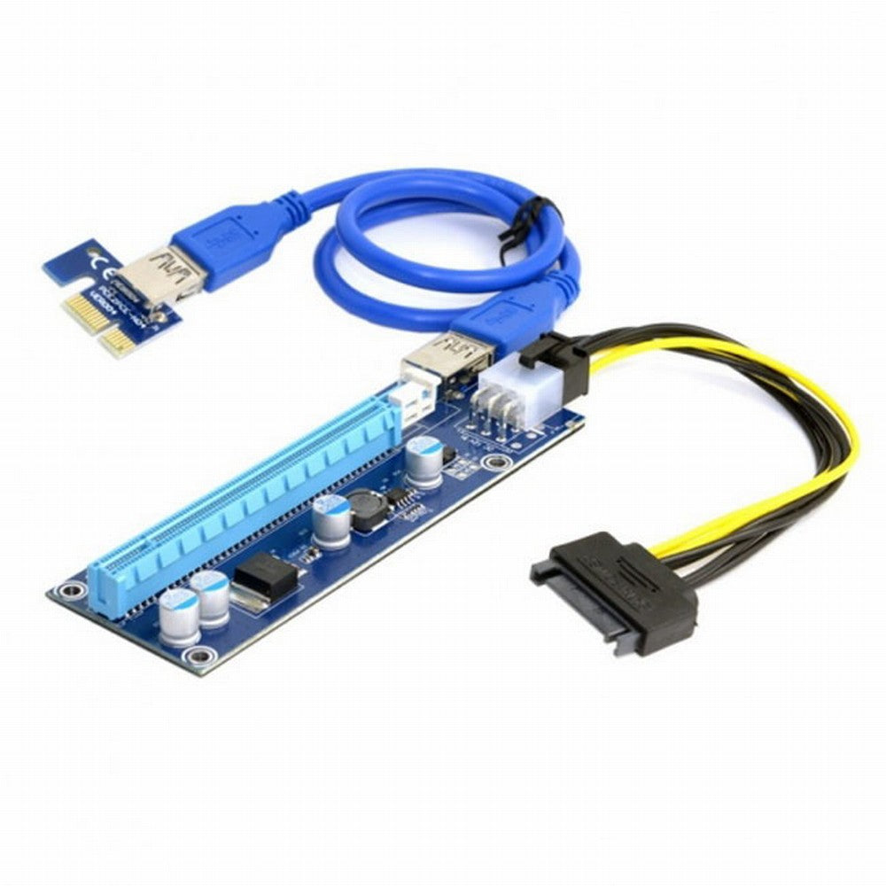 CY PCI-E 1x to 16x Mining Machine Enhanced Extender Riser Adapter with USB 3.0 6Pin Power Cable EP-037