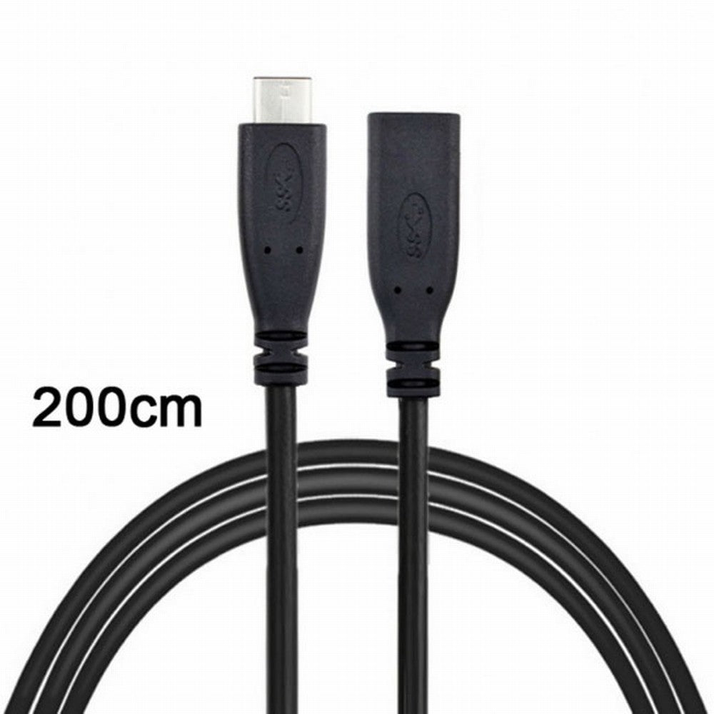 CY USB-C USB 3.1 Type C Male to Female Extension Data Cable for Laptop Macbook Tablet Mobile Phone 2m UC-218-BK-2.0M