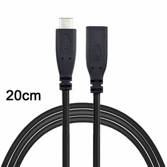 CY USB-C USB 3.1 Type C Male to Female Extension Data Cable for Macbook Tablet Mobile Phone 20cm UC-218-BK-0.2M