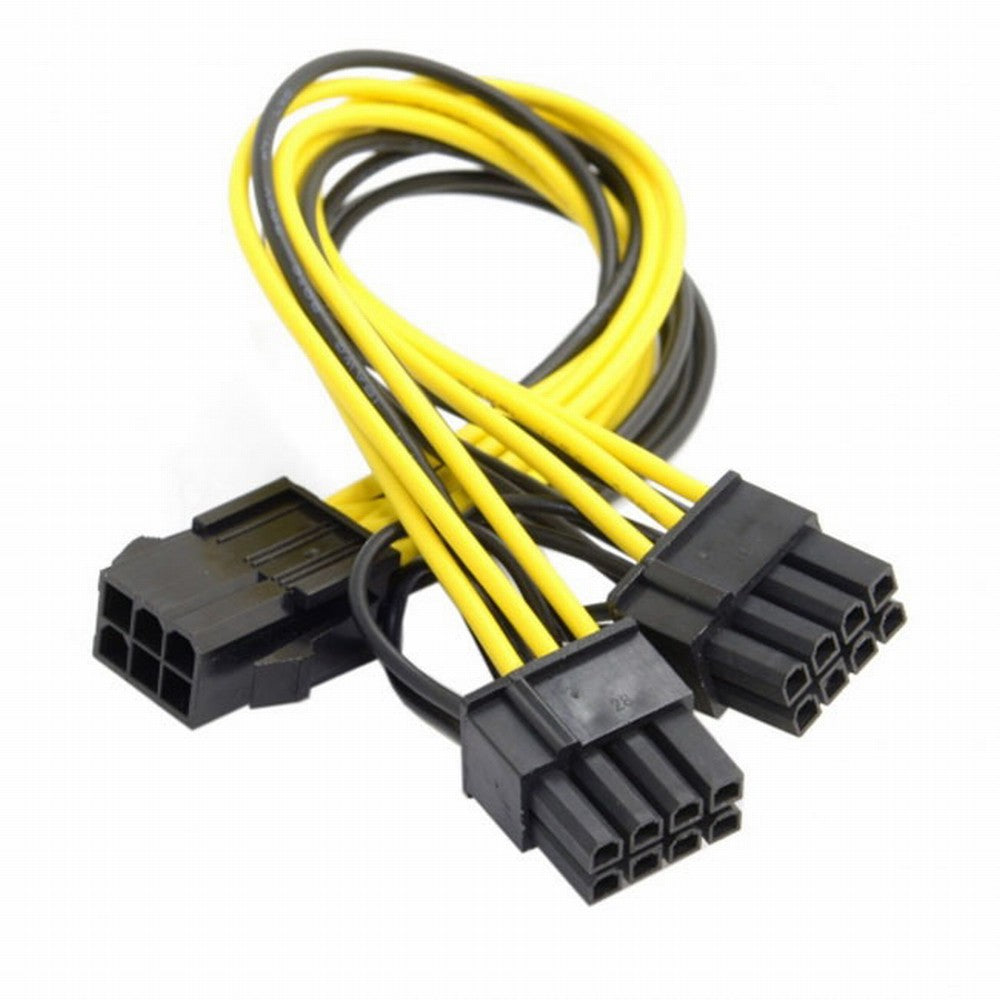 CY PCI-E PCI Express ATX 6Pin Male to Dual 8Pin 6Pin Female Video Card Extension Splitter Power Cable PW-028