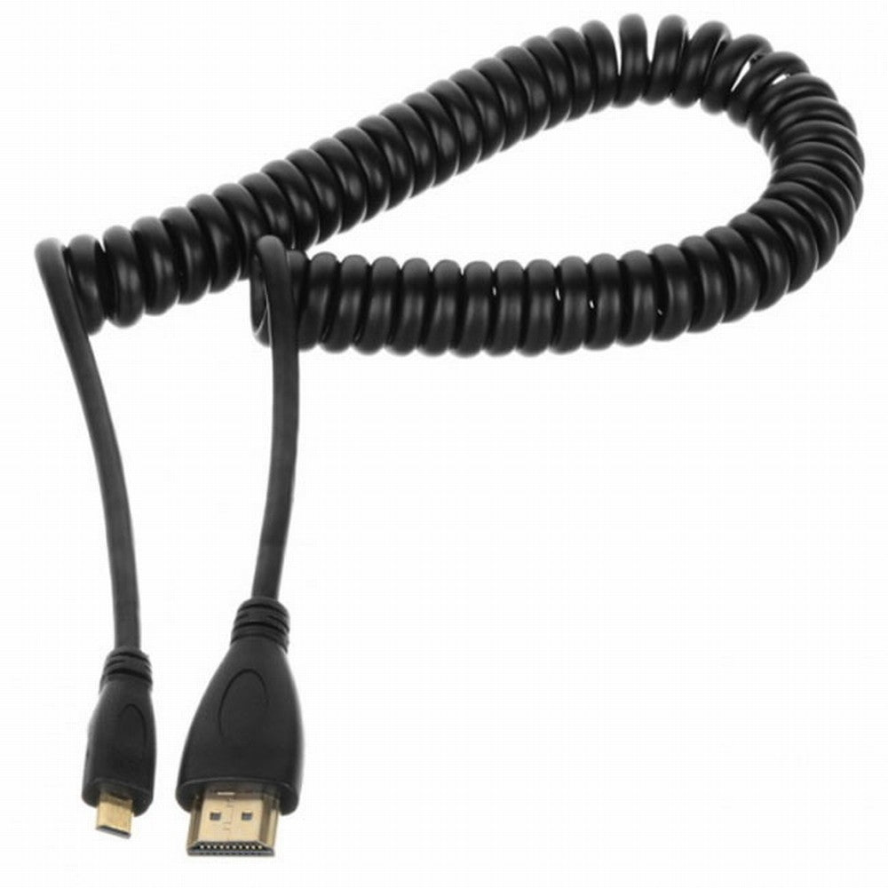 CY Micro HDMI Male to HDMI Male Stretch Spring Cable 4K 60hz for TF201 XOOM A500 Tablet HD-110-BK