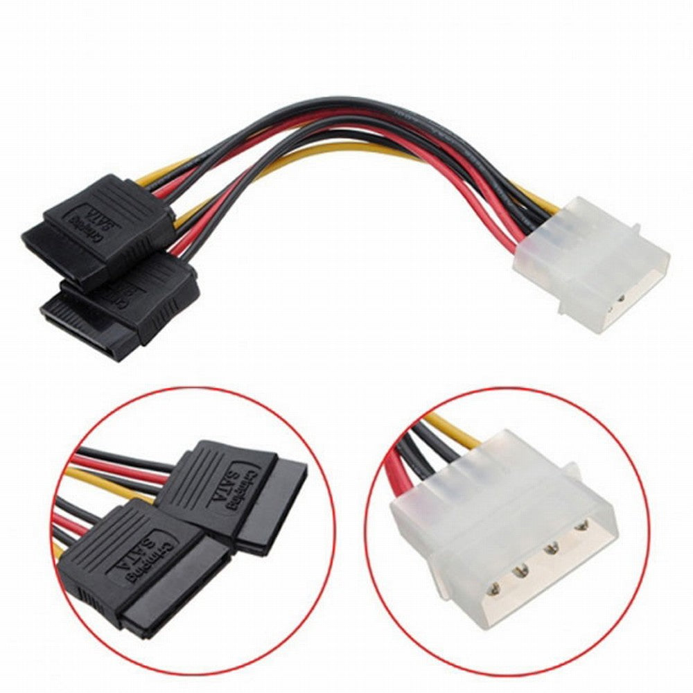 CY IDE to Dual SATA II 15pin Y Splitter 10cm Hard Disk Power Supply Extension Cable SA-056