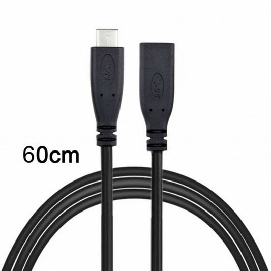 CY USB-C USB 3.1 Type C Male to Female Extension Data Cable for Macbook Tablet Mobile Phone 60cm UC-218-BK-0.6M