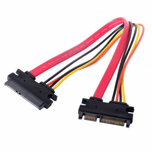 CY SATA III 3.0 7+15 22 Pin SATA Male to Female Data Power Extension Cable 30cm Red Color SA-065-BK