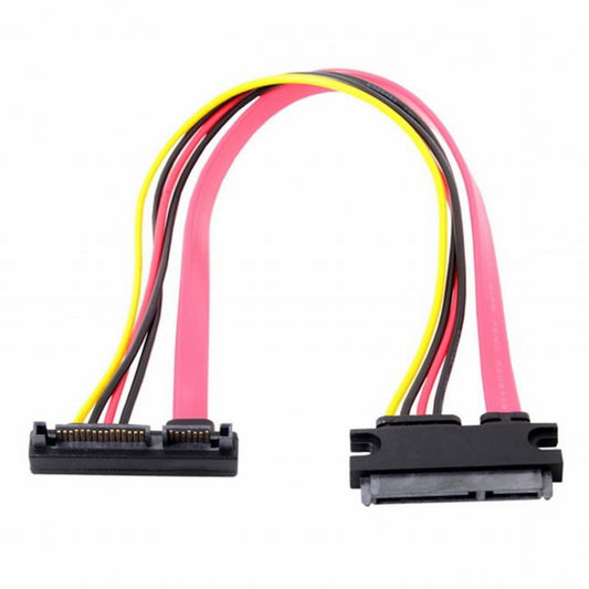 CY Up Angled SATA III 3.0 7+15 22 Pin SATA Male to Female Data Power Extension Cable 30cm SA-065-UP