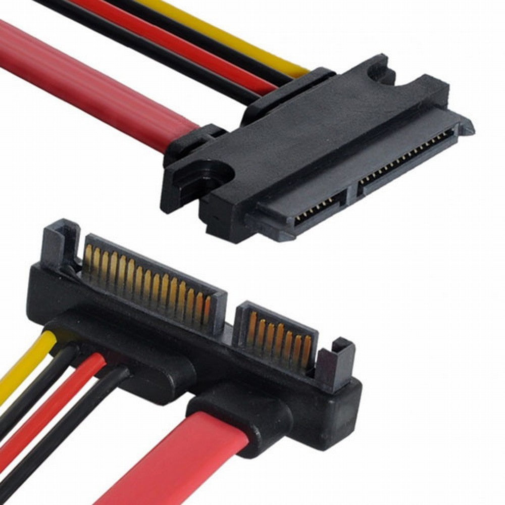 CY Down Angled SATA III 3.0 7+15 22 Pin SATA Male to Female Data Power Extension Cable 30cm SA-065-DN