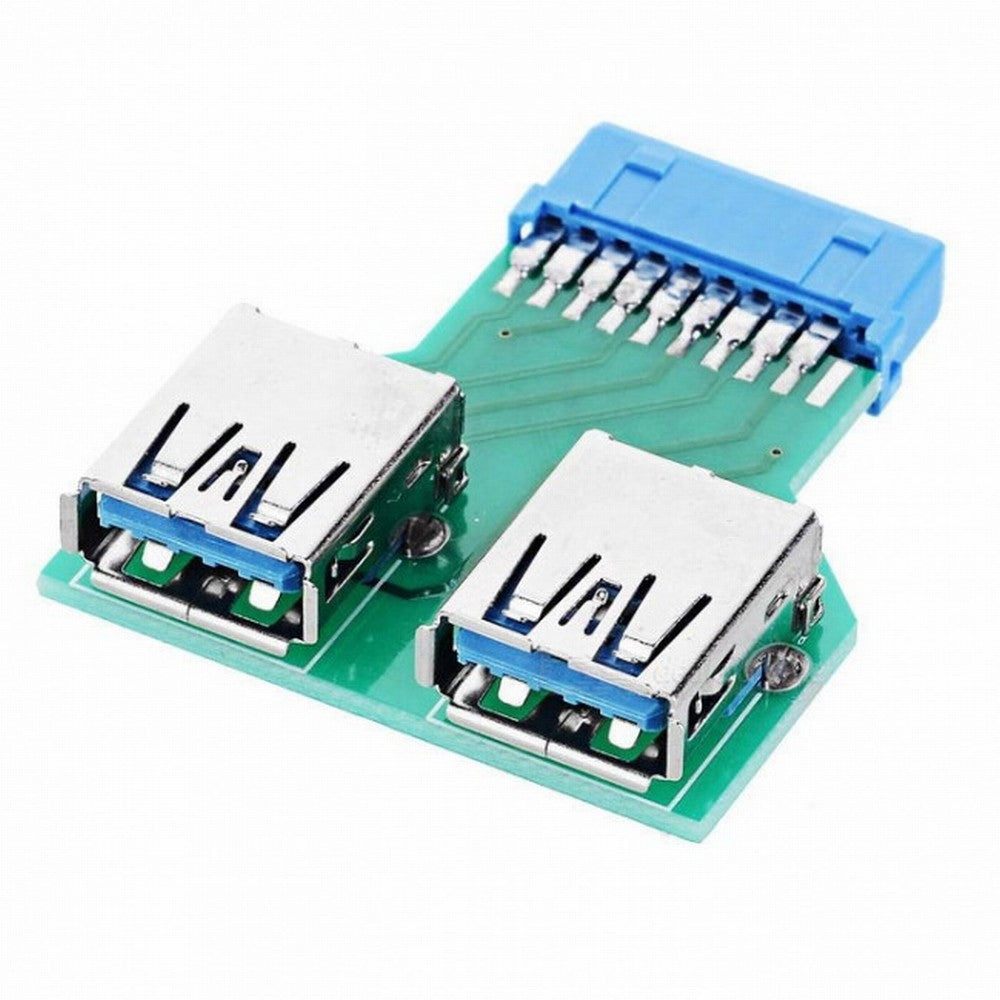 CY Dual USB 3.0 A Type Female to Motherboard 20/19 Pin Box Header Slot Adapter PCBA U3-079-UP