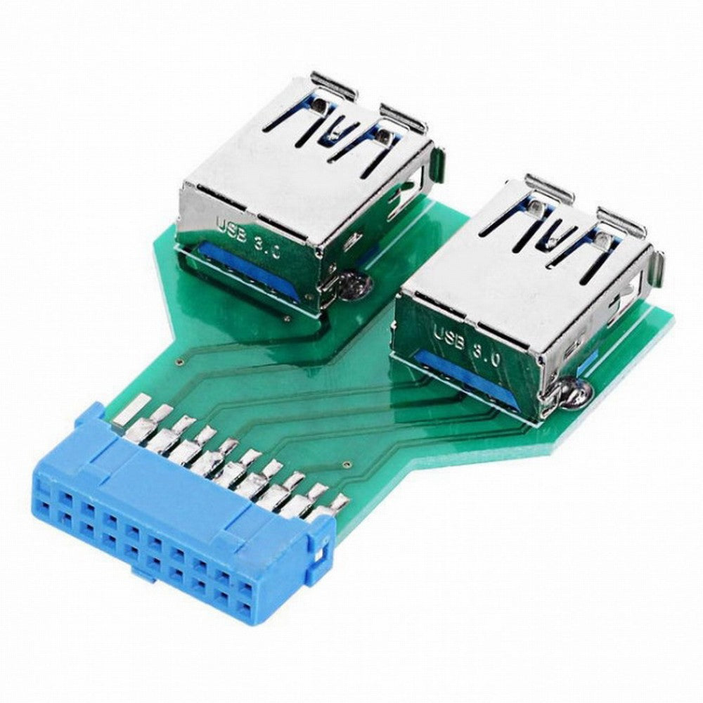 CY Dual USB 3.0 A Type Female to Motherboard 20/19 Pin Box Header Slot Adapter PCBA U3-079-UP