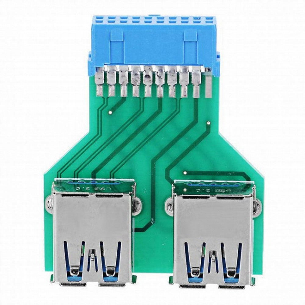 CY Dual USB 3.0 A Type Female to Motherboard 20/19 Pin Box Header Slot Adapter PCBA U3-079-UP