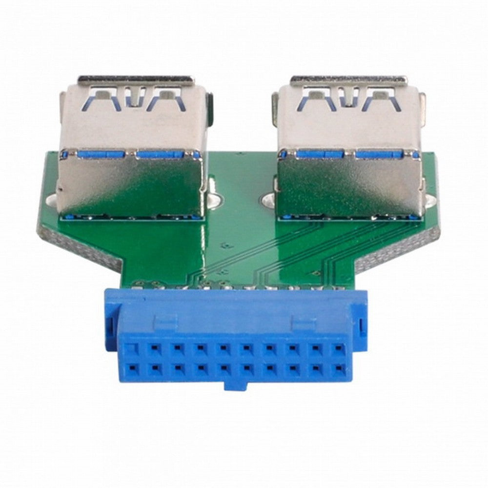 CY Dual USB 3.0 A Type Female to Motherboard 20/19 Pin Box Header Slot Adapter PCBA U3-079-UP