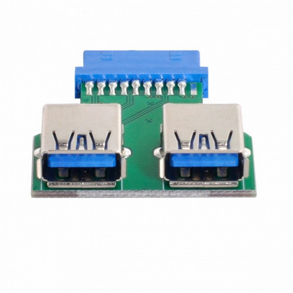 CY Dual USB 3.0 A Type Female to Motherboard 20/19 Pin Box Header Slot Adapter PCBA U3-079-UP