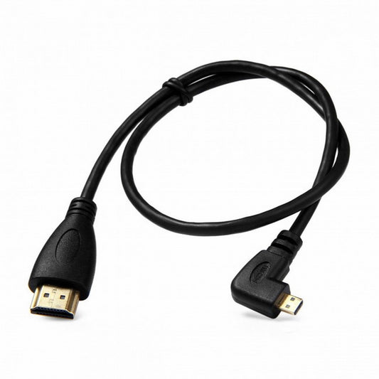 CY Left Angled 90 Degree Micro HDMI to HDMI Male HDTV Cable for Cell Phone Tablet Camera HD-066-LE