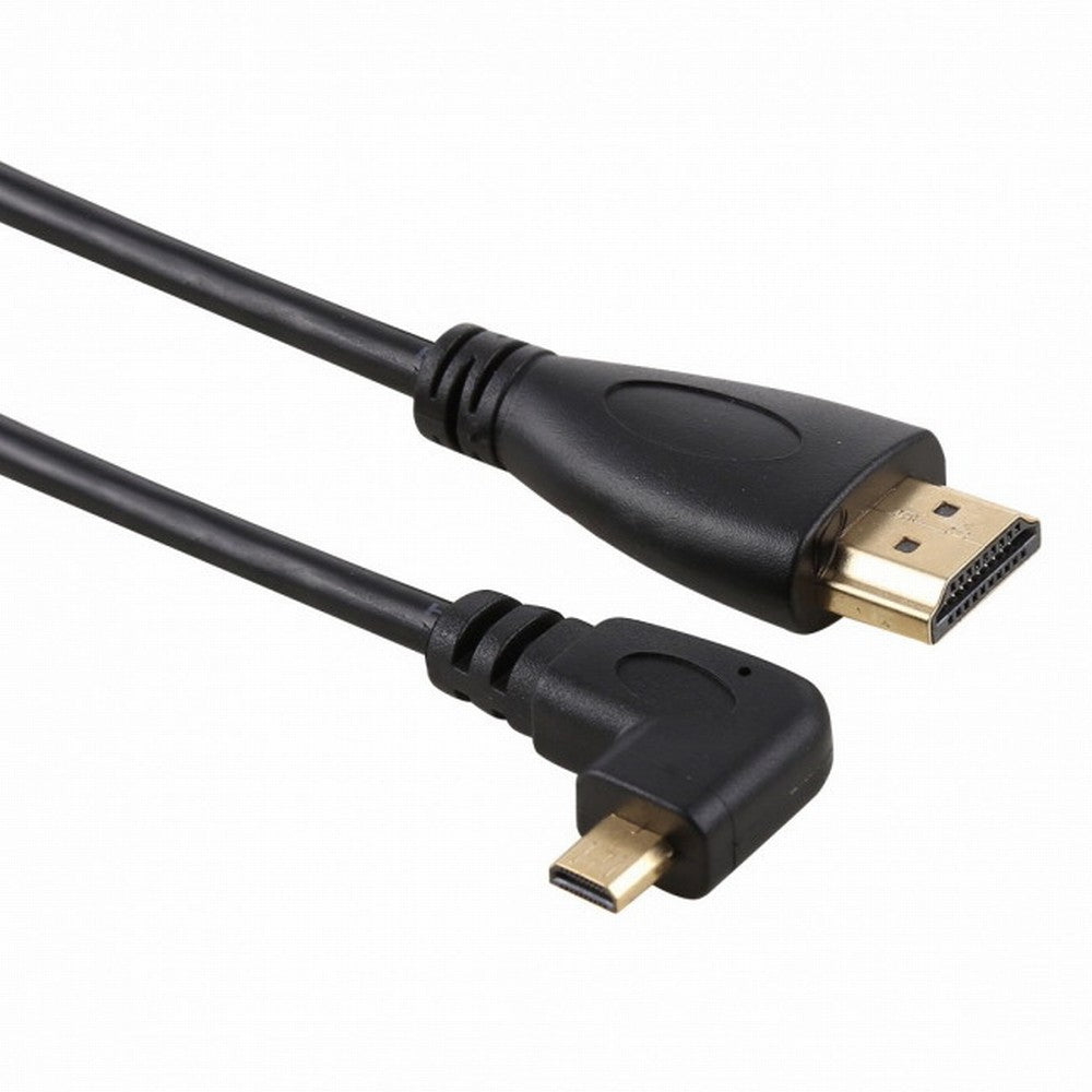 CY Left Angled 90 Degree Micro HDMI to HDMI Male HDTV Cable for Cell Phone Tablet Camera HD-066-LE