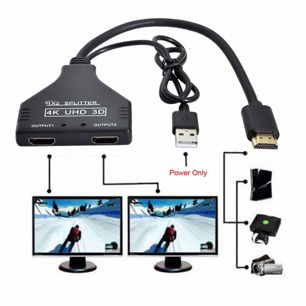 CY HDMI 1.3 to Dual Female Splitter Switch Extension Adapter Cable with Power for HDTV Laptop 1080P HD-067