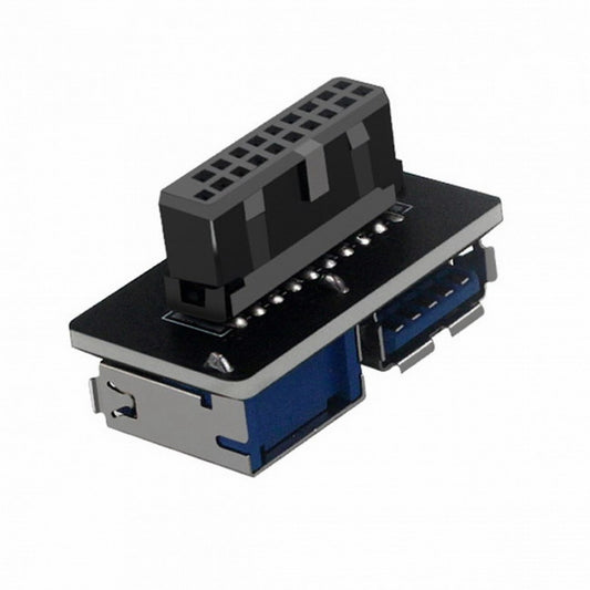 CY Dual USB 3.0 A Type Female to Motherboard 20/19 Pin Box Header Slot Adapter PCBA Flat Type U3-056