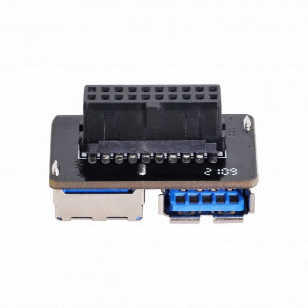 CY Dual USB 3.0 A Type Female to Motherboard 20/19 Pin Box Header Slot Adapter PCBA Flat Type U3-056