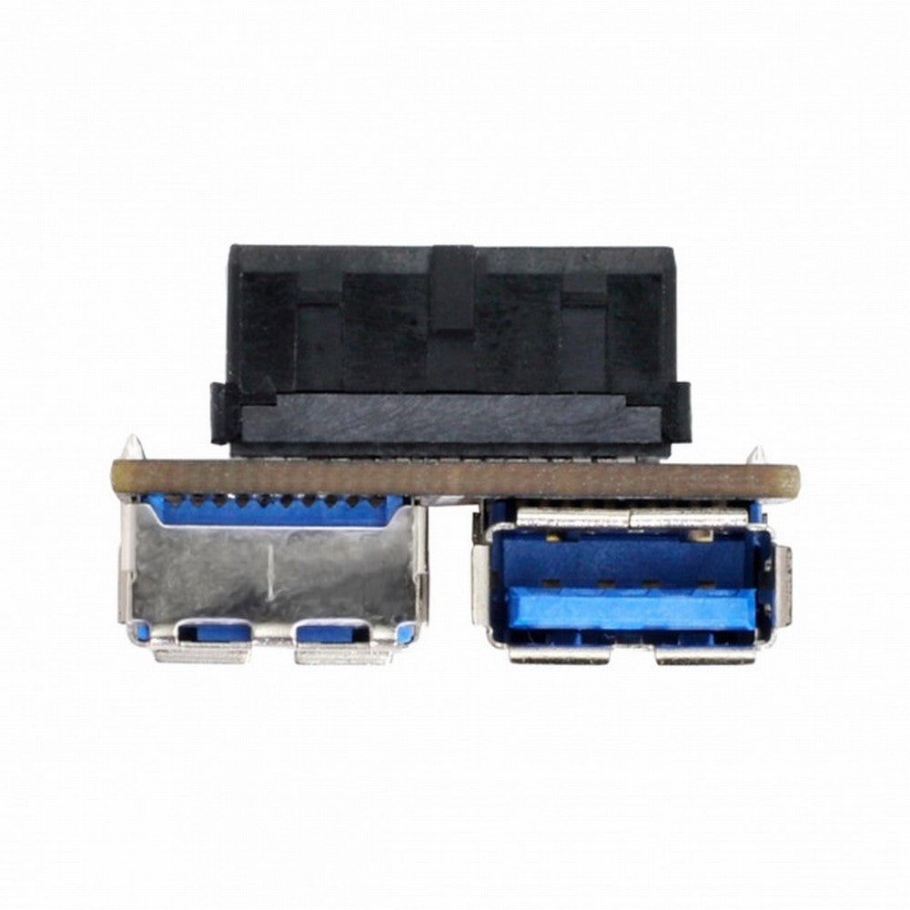 CY Dual USB 3.0 A Type Female to Motherboard 20/19 Pin Box Header Slot Adapter PCBA Flat Type U3-056