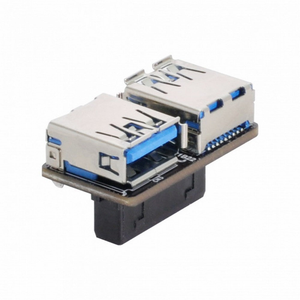 CY Dual USB 3.0 A Type Female to Motherboard 20/19 Pin Box Header Slot Adapter PCBA Flat Type U3-056