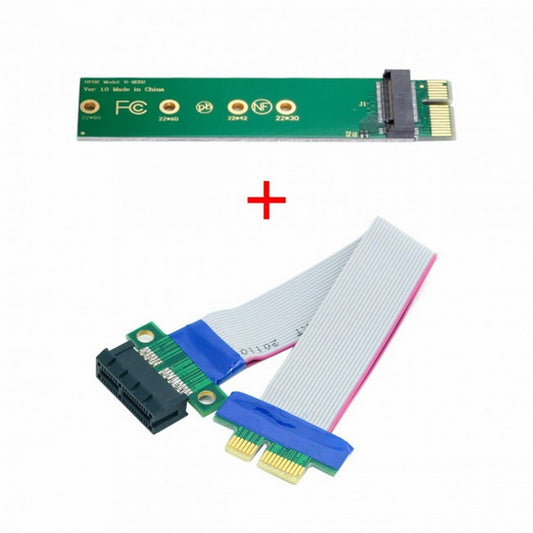 CY NGFF M-key NVME AHCI SSD to PCI-E 3.0 1x x1 Vertical Adapter with Cable Male to Female Extension EP-051+SA-002