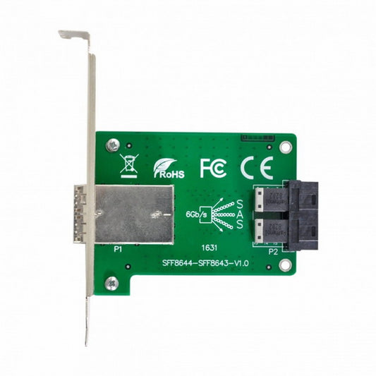 CY Dual Ports Mini SAS HD SFF-8644 To Internal SAS HD SFF-8643 PCBA Female Adapter With Low Profile Bracket SF-021