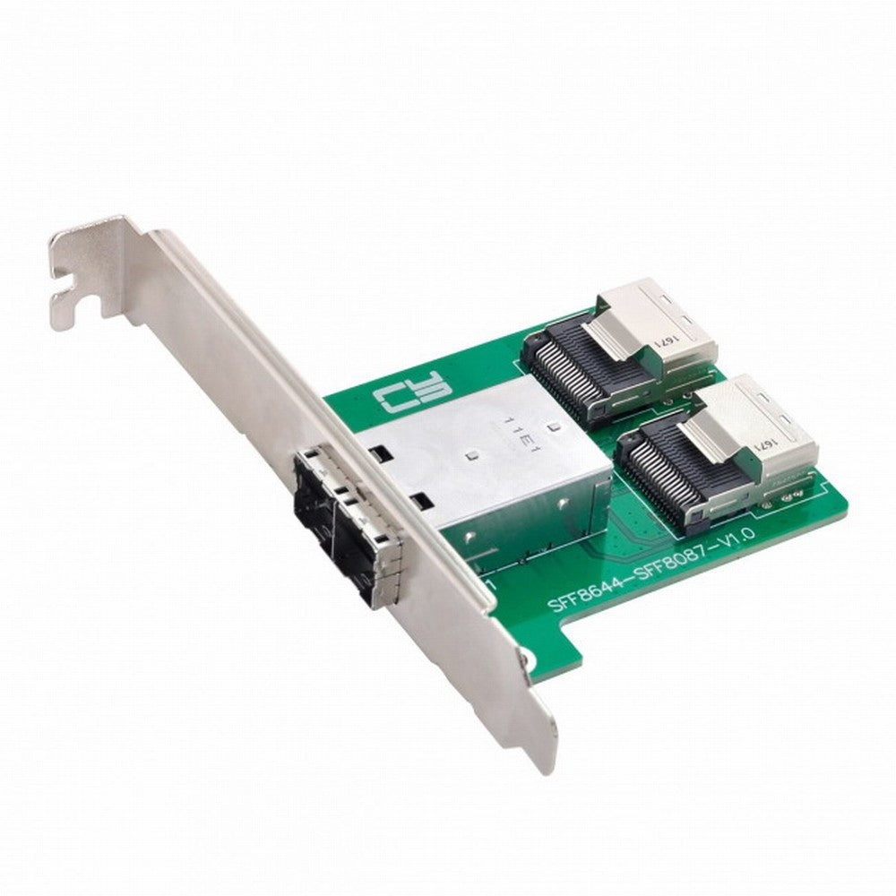 CY Dual Ports Mini SAS HD SFF-8644 To Internal Mini SAS SFF-8087 PCBA Female Adapter With Low Profile Bracket SF-019