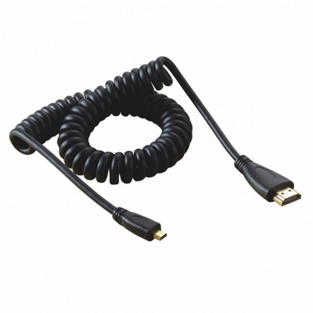 CY Micro HDMI Male to HDMI Male Stretch Spring Cable 4K 60hz for TF201 XOOM A500 Tablet HD-110-BK