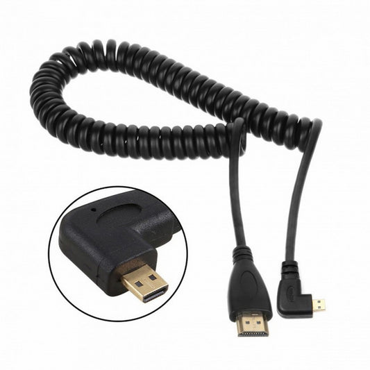 CY Stretch Left Angled 90 Degree Micro HDMI to HDMI Male HDTV Cable 4K for Cell Phone Tablet Camera HD-110-LE