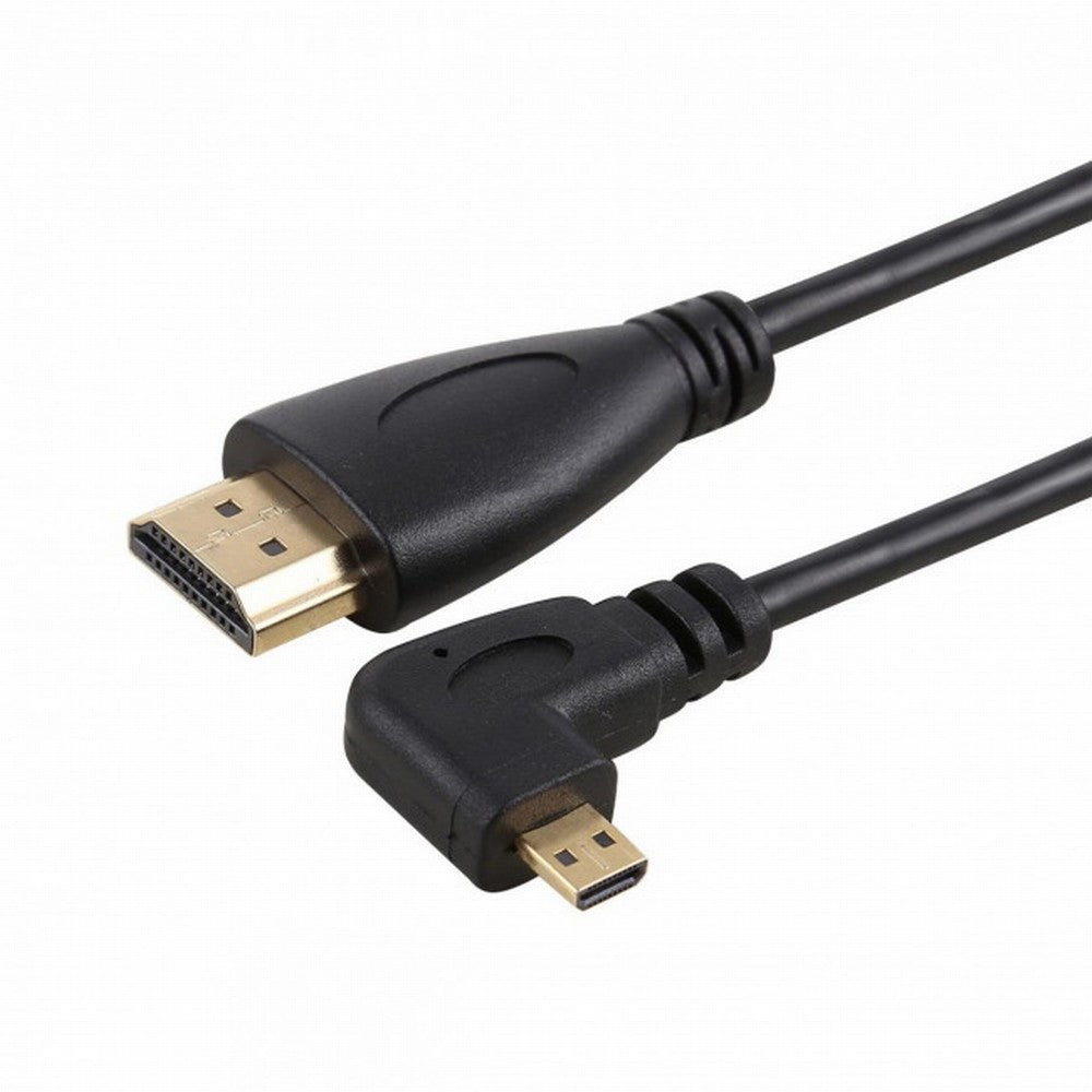 CY Stretch Left Angled 90 Degree Micro HDMI to HDMI Male HDTV Cable 4K for Cell Phone Tablet Camera HD-110-LE