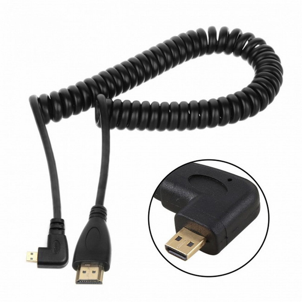 CY Stretch Right Angled 90 Degree Micro HDMI to HDMI Male HDTV Cable for Cell Phone Tablet Camera HD-110-RI