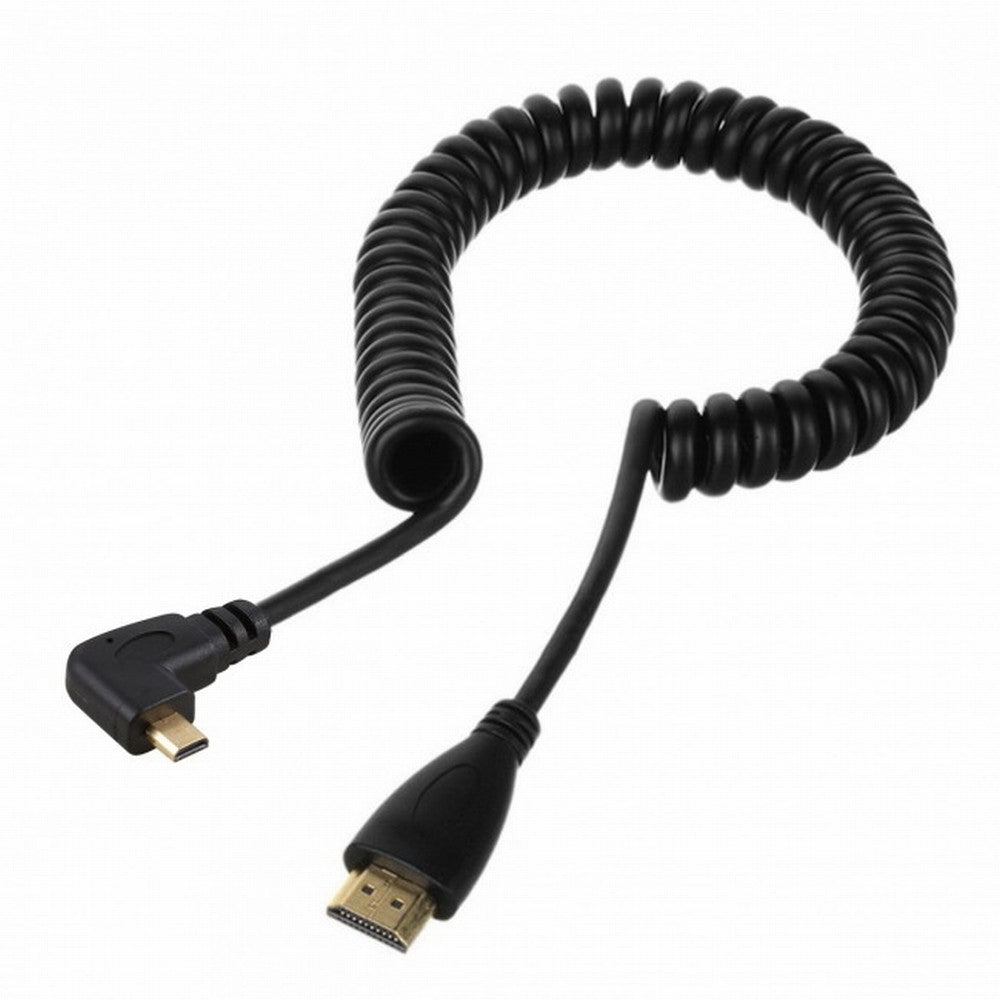 CY Stretch Right Angled 90 Degree Micro HDMI to HDMI Male HDTV Cable for Cell Phone Tablet Camera HD-110-RI