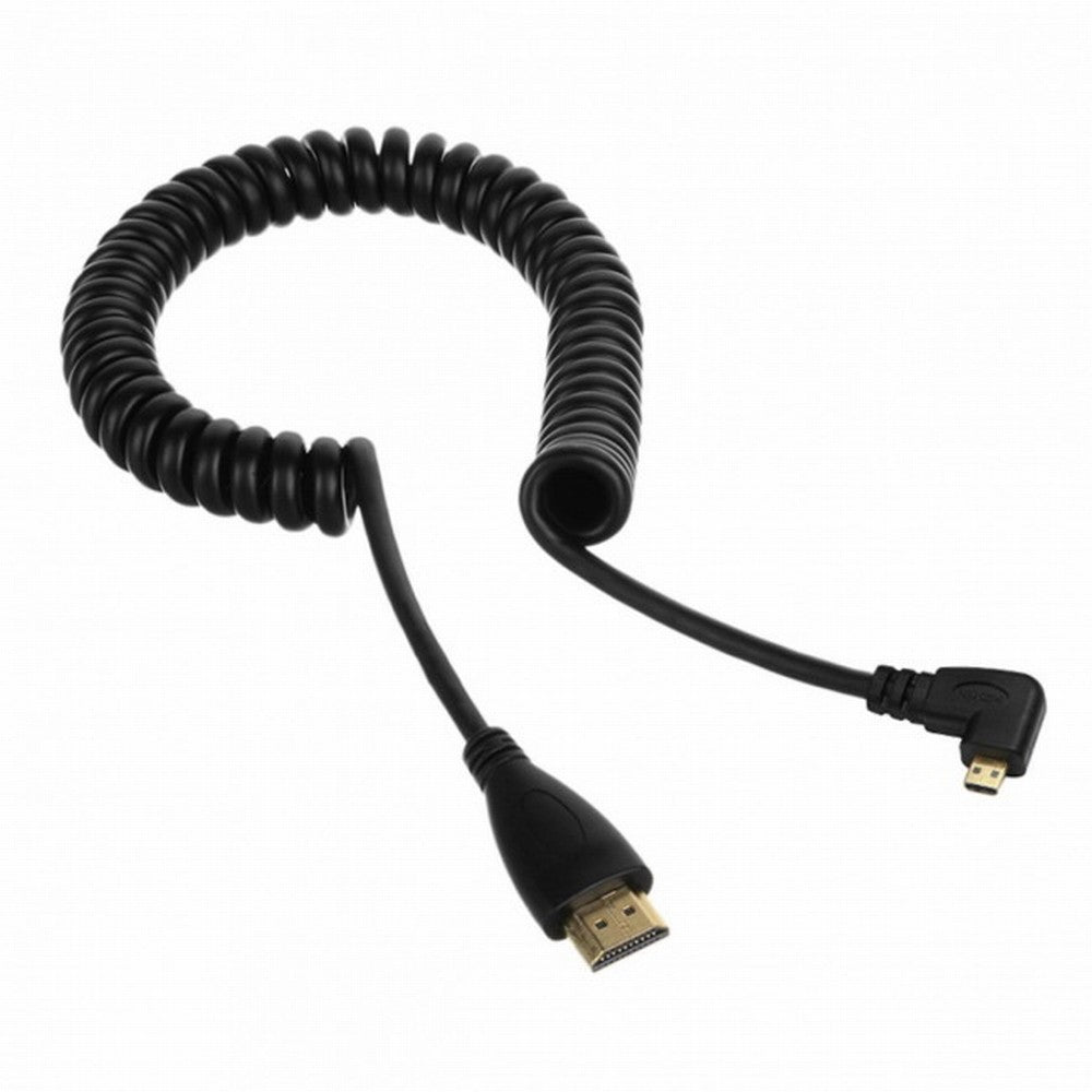 CY Stretch Right Angled 90 Degree Micro HDMI to HDMI Male HDTV Cable for Cell Phone Tablet Camera HD-110-RI