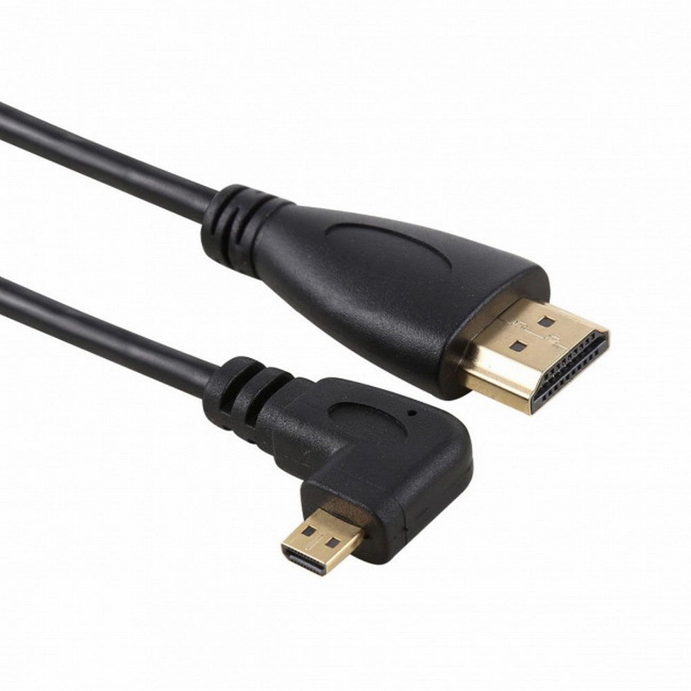 CY Stretch Right Angled 90 Degree Micro HDMI to HDMI Male HDTV Cable for Cell Phone Tablet Camera HD-110-RI