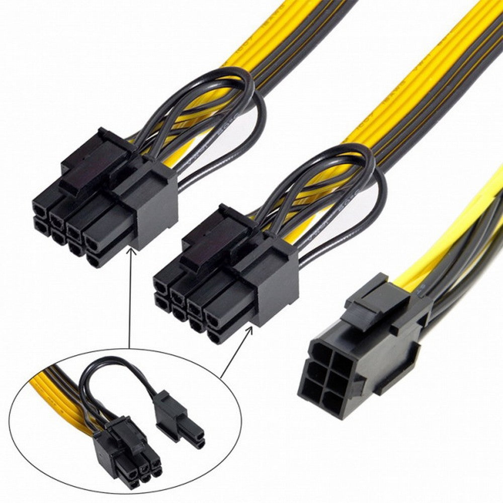 CY PCI-E PCI Express ATX 6Pin Male to Dual 8Pin 6Pin Female Video Card Extension Splitter Power Cable PW-028