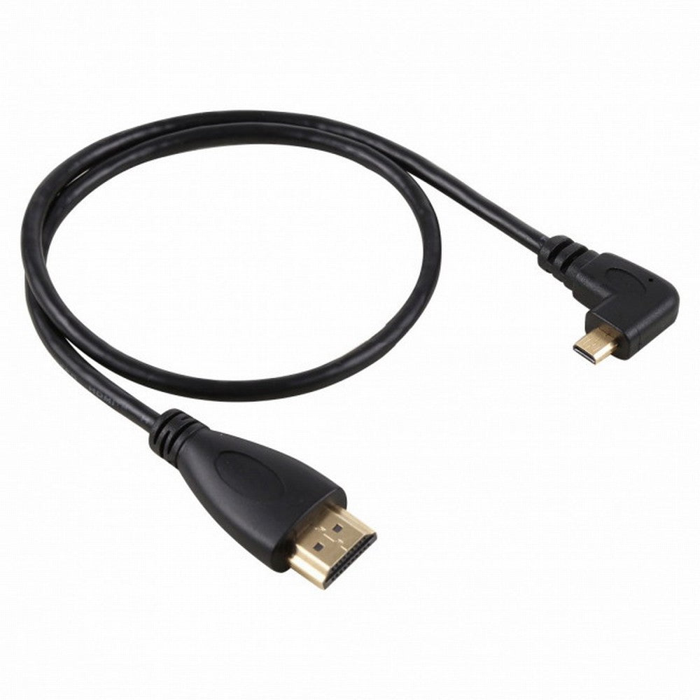 CY Left Angled 90 Degree Micro HDMI to HDMI Male HDTV Cable for Cell Phone Tablet Camera HD-066-LE