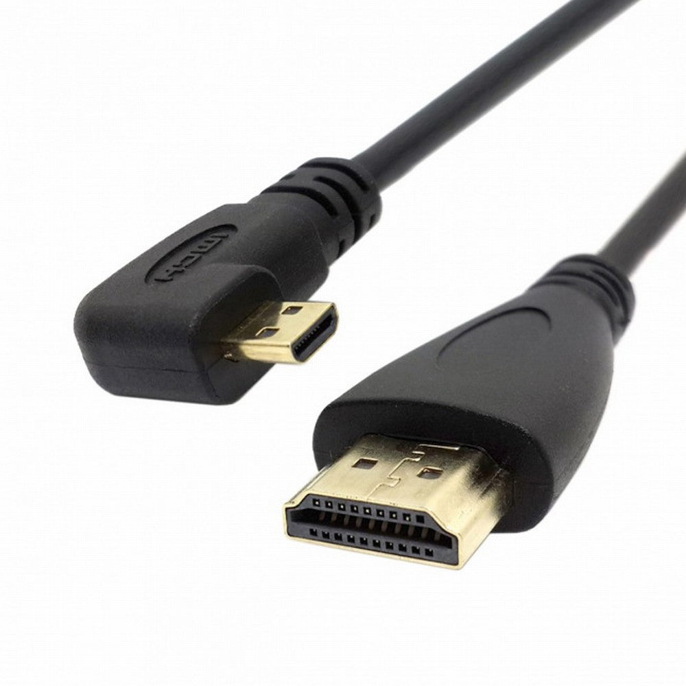 CY Left Angled 90 Degree Micro HDMI to HDMI Male HDTV Cable for Cell Phone Tablet Camera HD-066-LE