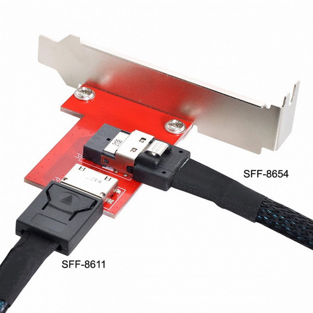 CY PCI-Express 4.0 Slimline SAS SFF-8654 to Oculink SFF-8611 SFF-8612 PCBA Female Adapter With Bracket SF-043