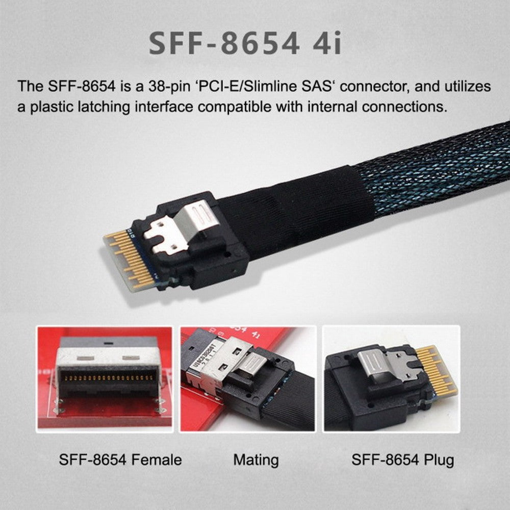 CY PCI-Express 4.0 Slimline SAS SFF-8654 to Oculink SFF-8611 SFF-8612 PCBA Female Adapter With Bracket SF-043