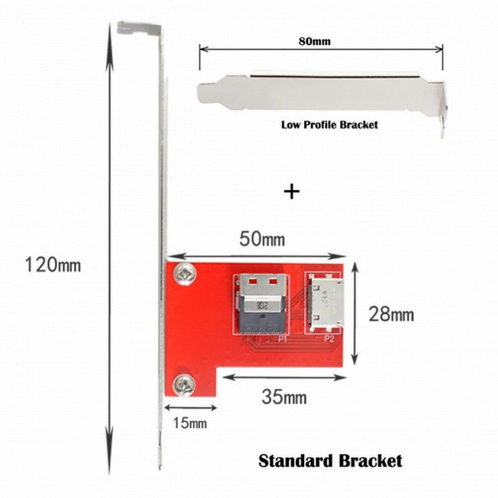 CY PCI-Express 4.0 Slimline SAS SFF-8654 to Oculink SFF-8611 SFF-8612 PCBA Female Adapter With Bracket SF-043