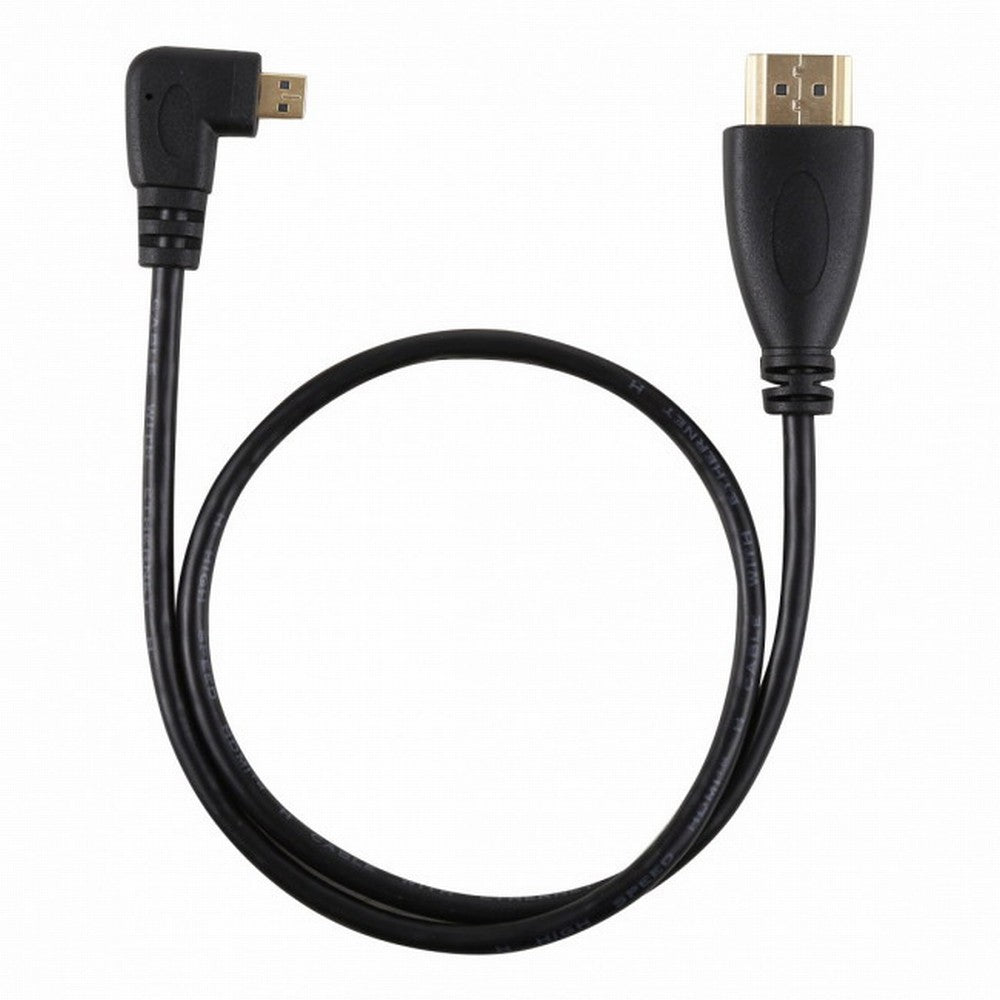 CY Right Angled 90 Degree Micro HDMI to HDMI Male HDTV Cable for Cell Phone Tablet Camera HD-066-RI