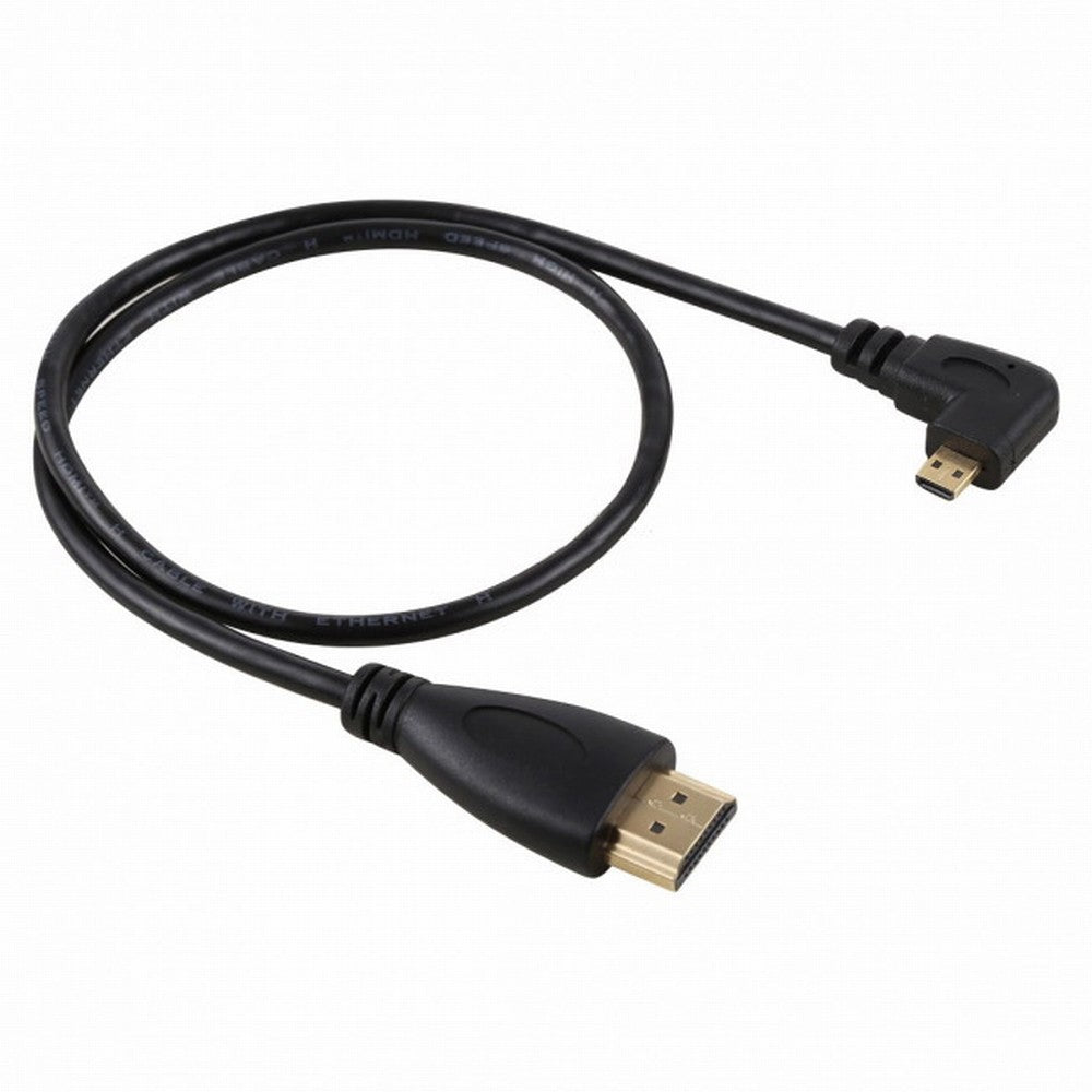 CY Right Angled 90 Degree Micro HDMI to HDMI Male HDTV Cable for Cell Phone Tablet Camera HD-066-RI