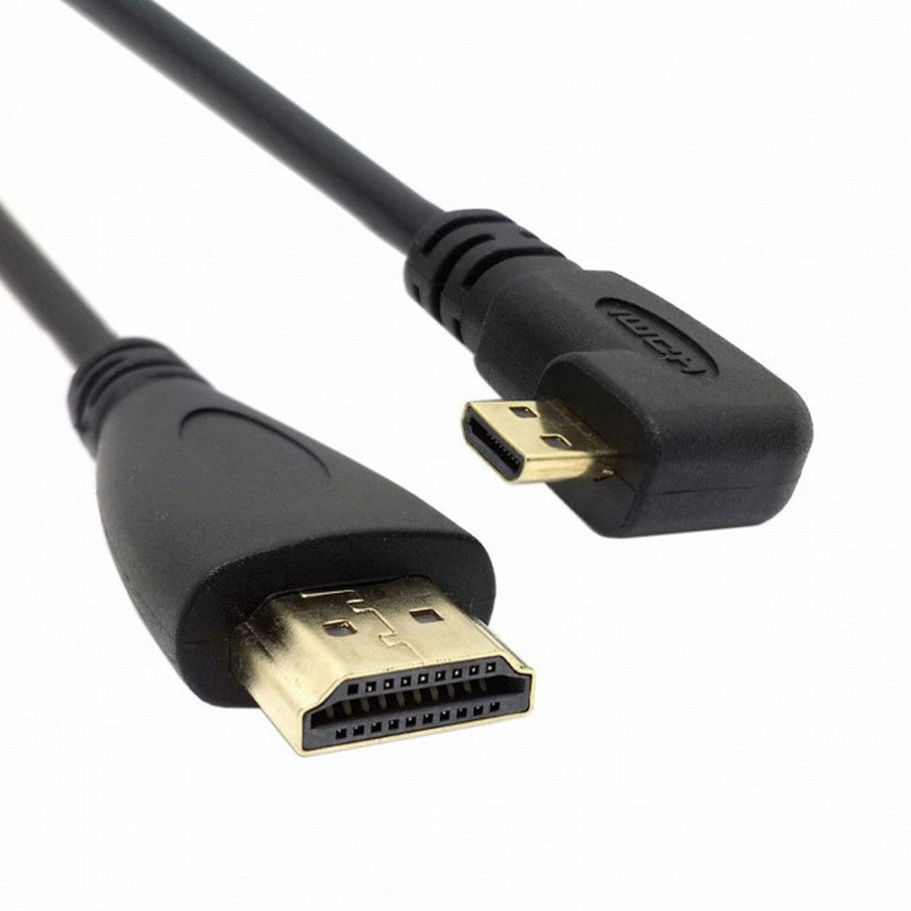 CY Right Angled 90 Degree Micro HDMI to HDMI Male HDTV Cable for Cell Phone Tablet Camera HD-066-RI