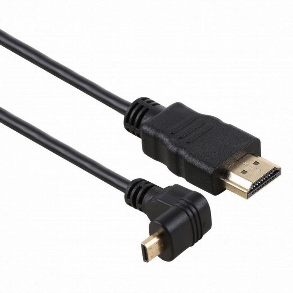 CY Up Angled 90 Degree Micro HDMI to HDMI Male HDTV Cable for Cell Phone Tablet Camera HD-066-UP