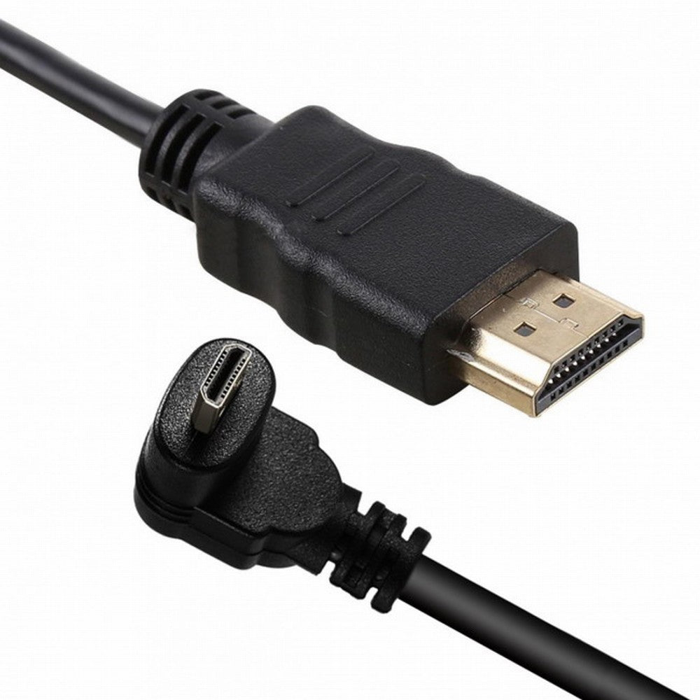 CY Up Angled 90 Degree Micro HDMI to HDMI Male HDTV Cable for Cell Phone Tablet Camera HD-066-UP